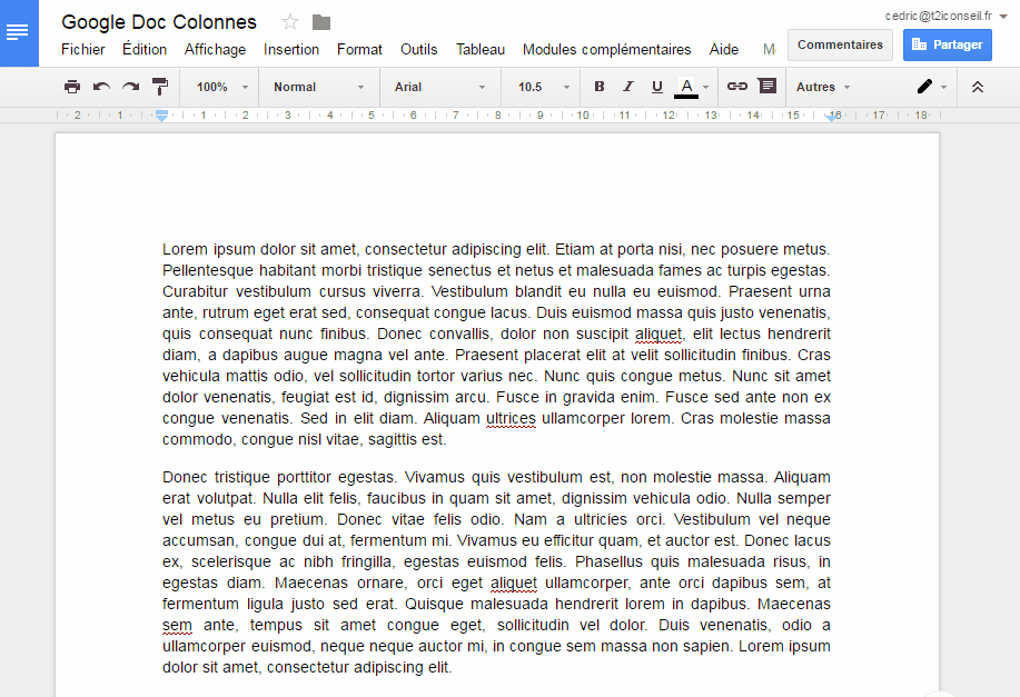 google doc colonnes
