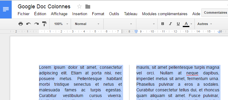 Google Doc des colonnes enfin