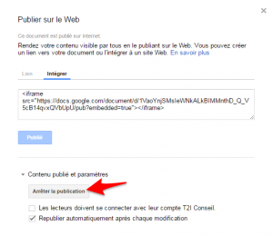 Google apps arret partage document